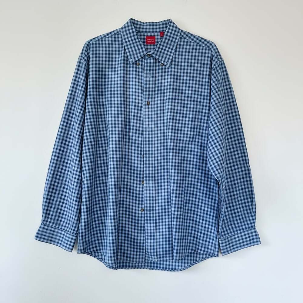 Arrow USA 1851 Men's XL Blue Gingham Check Long Sleeve Button Down